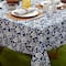 Nautical Blue Floral Print Outdoor Tablecloth with Zipper, 60" x 120"